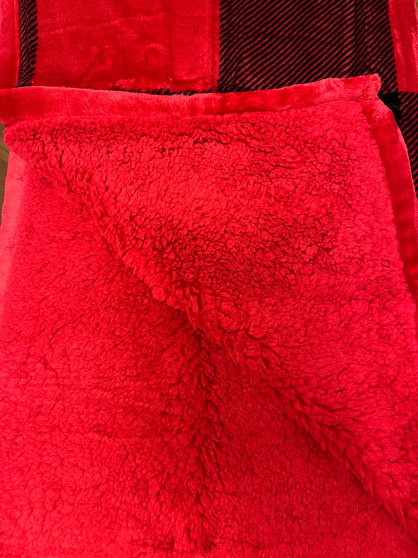 Red Plaid Monogrammed Sherpa Blanket