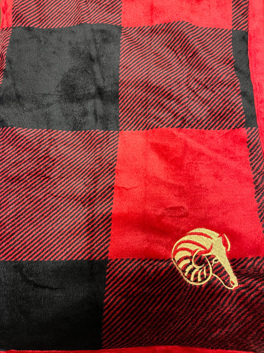 Red Plaid Monogrammed Sherpa Blanket