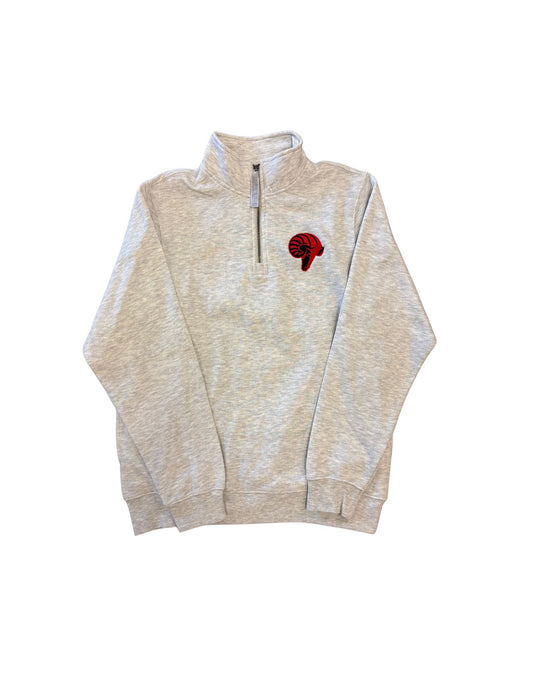 Gray Ram Head Quarter Zip