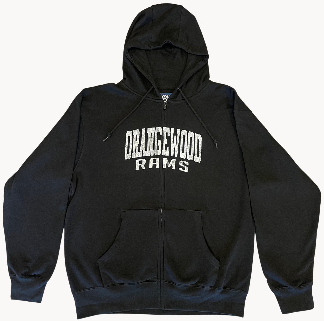 Black Washed Orangewood Rams Hooded Zip-Up